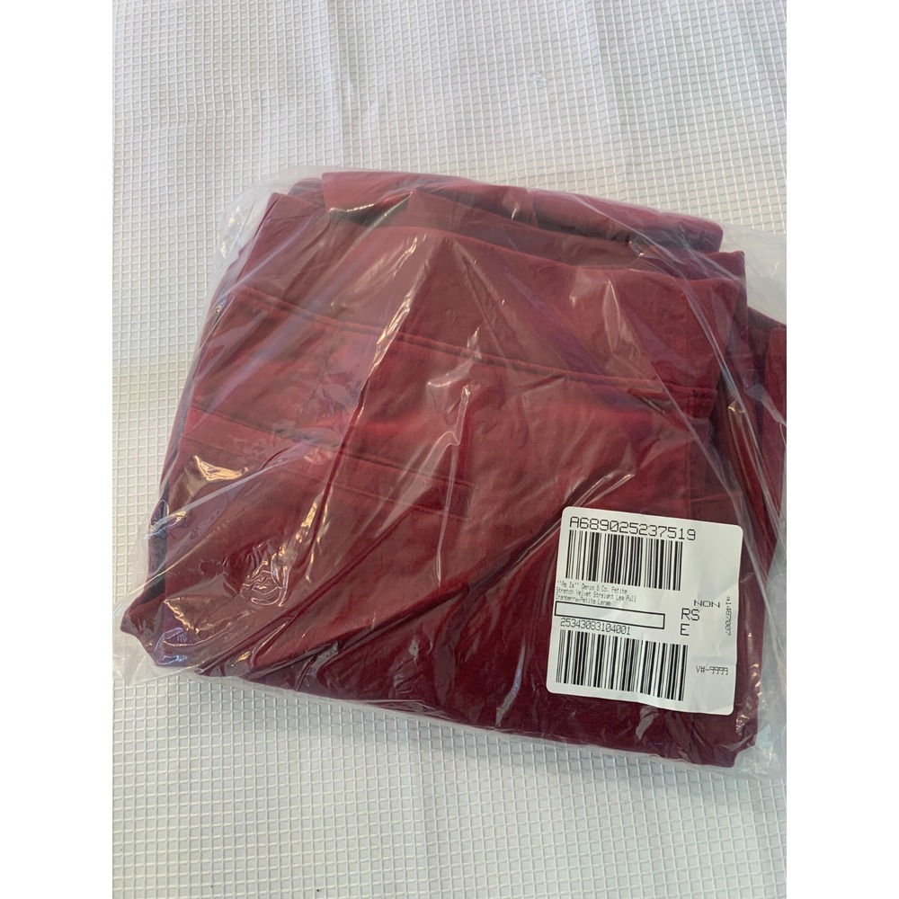 (G-218) Denim & Co Stretch Velvet Pull-On Pants Cranberry Petite Large NWT QVC - Picture 9 of 10